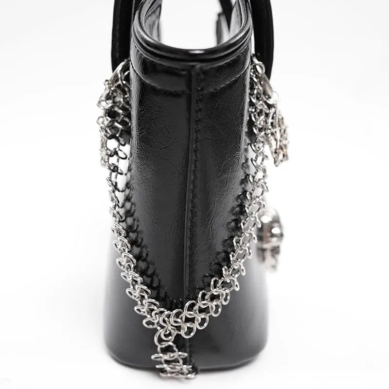 Damen Handtasche mit Punk-Totenkopf und Kette
