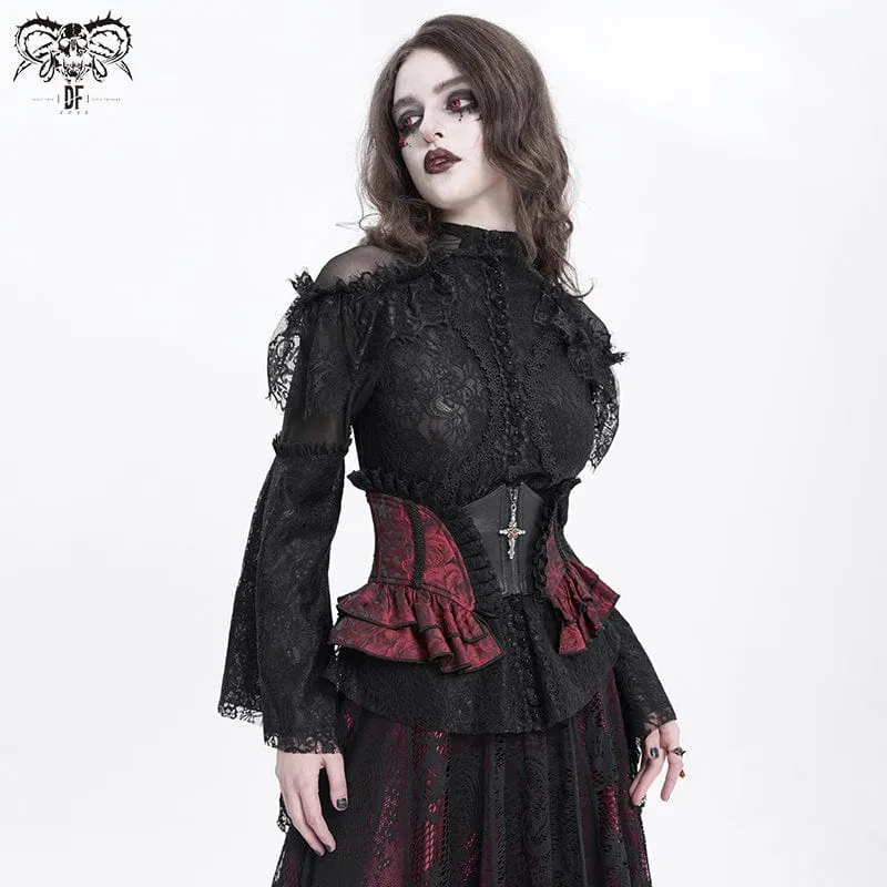 Gothic-Unterbrustkorsett mit Rüschen und Spitze für Damen, Rot