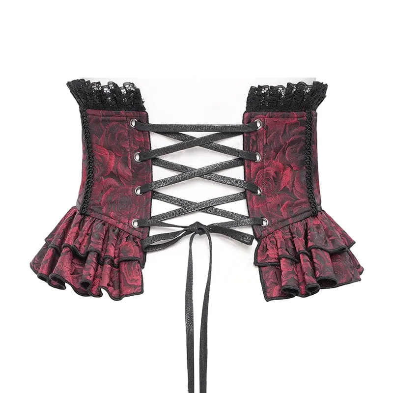 Gothic-Unterbrustkorsett mit Rüschen und Spitze für Damen, Rot