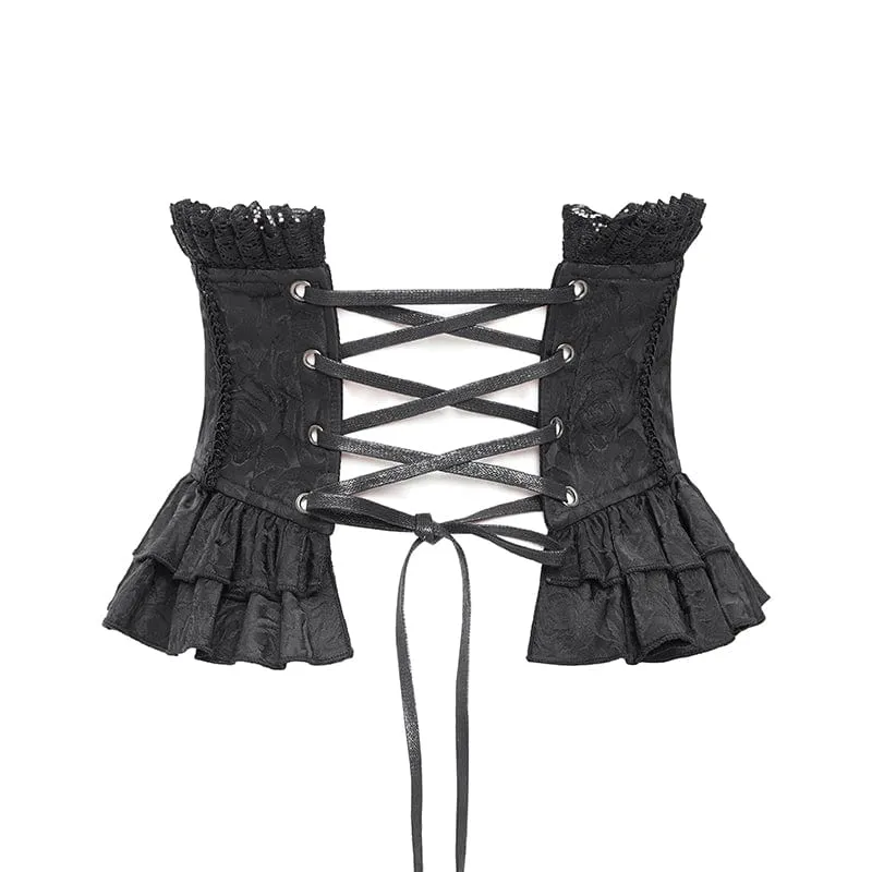 Gothic Unterbrustkorsett mit Rüschen und Spitze für Damen in Schwarz