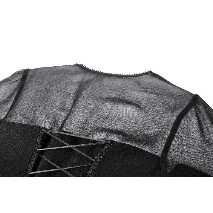 Gothic-Abendkleid mit ausgestellten Ärmeln und Spitzeneinsatz für Damen, Abschlusskleid