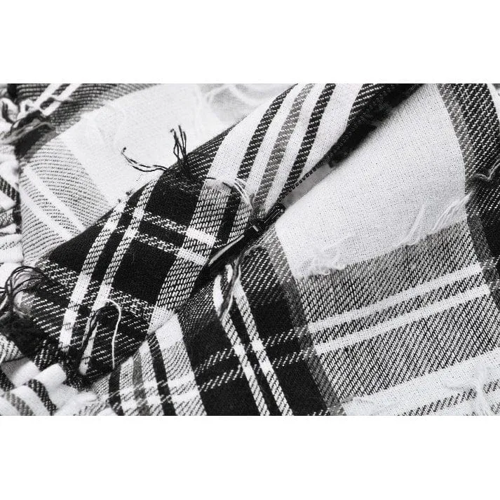 Damen Punk Mesh Splice Plaid Faltenrock