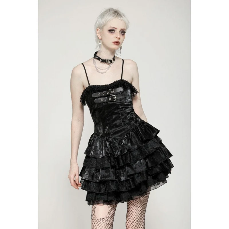 Punkiges, mehrlagiges Rüschen-Partykleid für Damen, Abschlusskleid