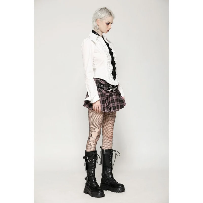Damen Punk Faltenrock mit Schnallen