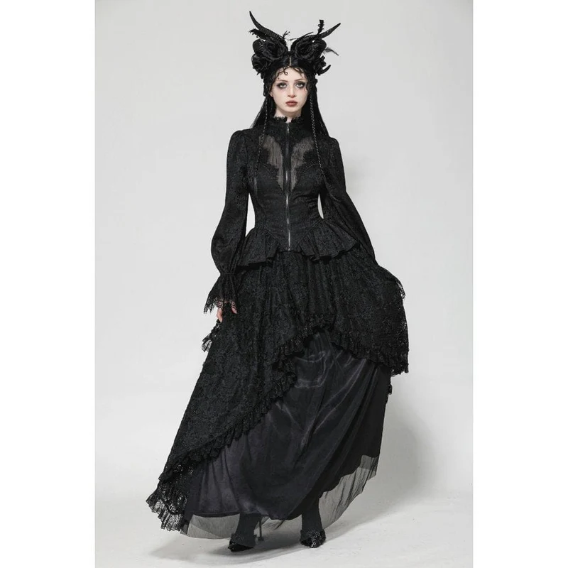 Gothic-Mantel mit Stehkragen und Schnürung für Damen
