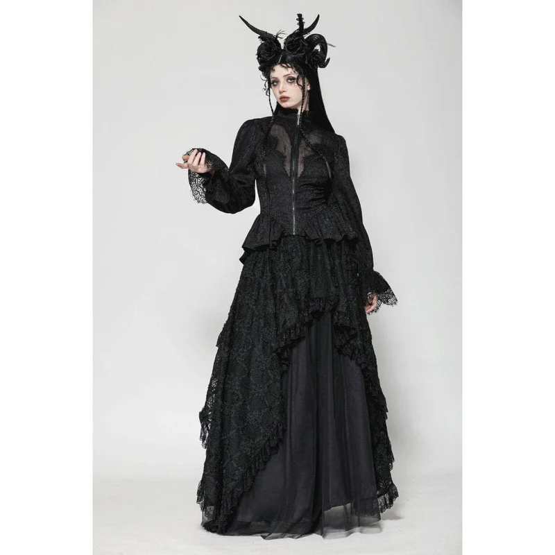 Gothic-Mantel mit Stehkragen und Schnürung für Damen