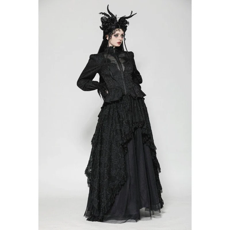 Gothic-Mantel mit Stehkragen und Schnürung für Damen