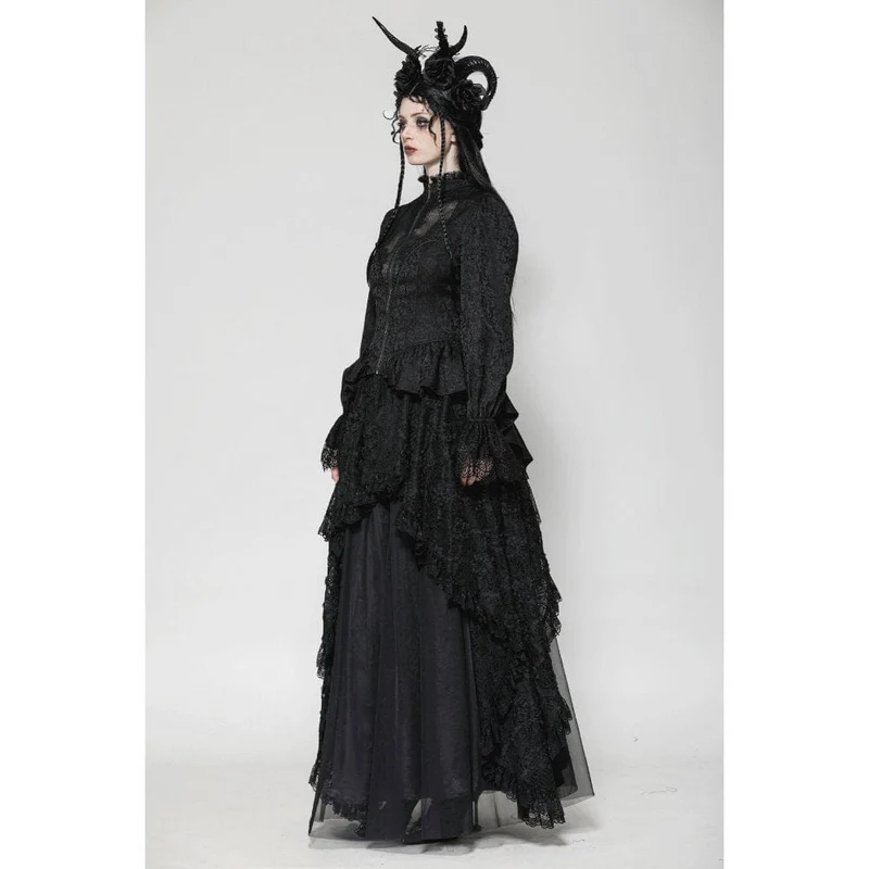 Gothic-Mantel mit Stehkragen und Schnürung für Damen