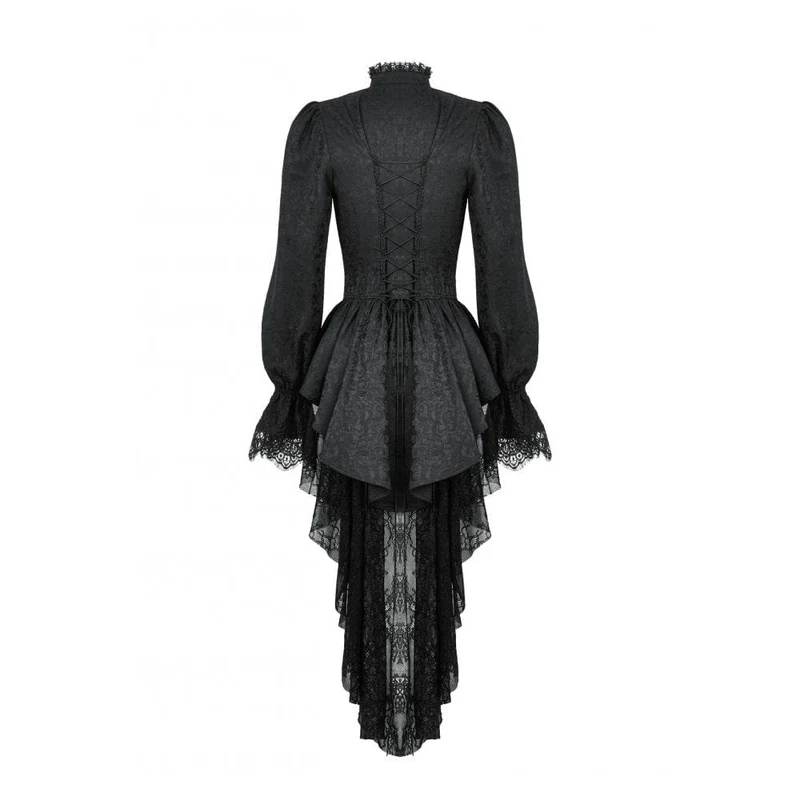 Gothic-Mantel mit Stehkragen und Schnürung für Damen