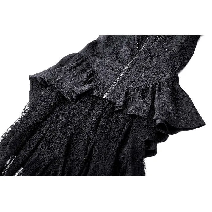 Gothic-Mantel mit Stehkragen und Schnürung für Damen