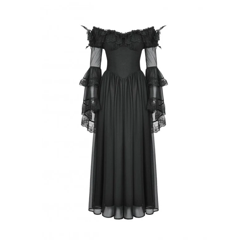 Gothic-Ballkleid für Damen mit schulterfreiem Spitzeneinsatz, ideal als Hochzeitskleid