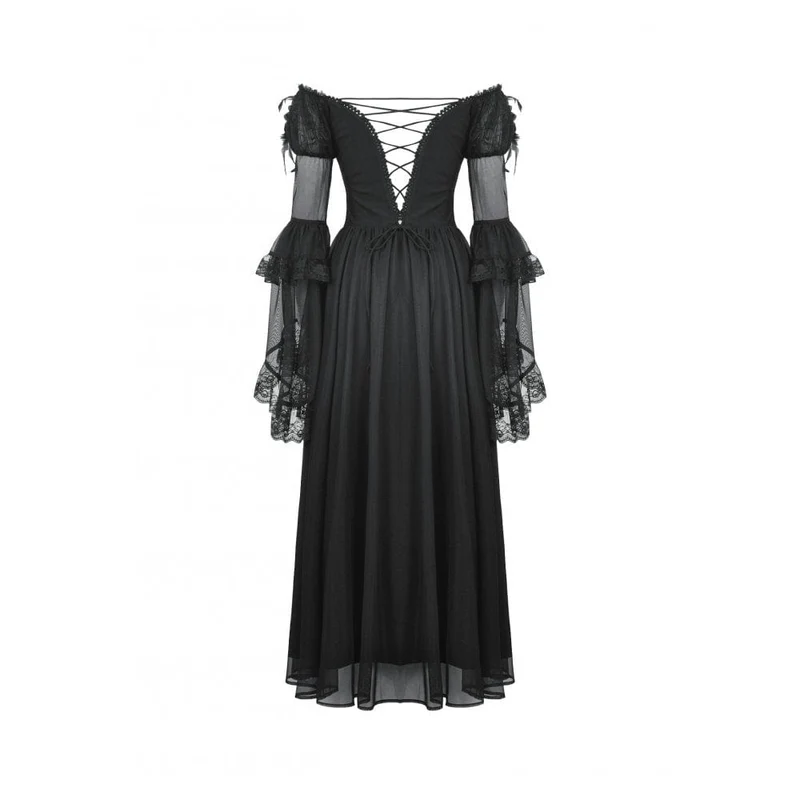 Gothic-Ballkleid für Damen mit schulterfreiem Spitzeneinsatz, ideal als Hochzeitskleid