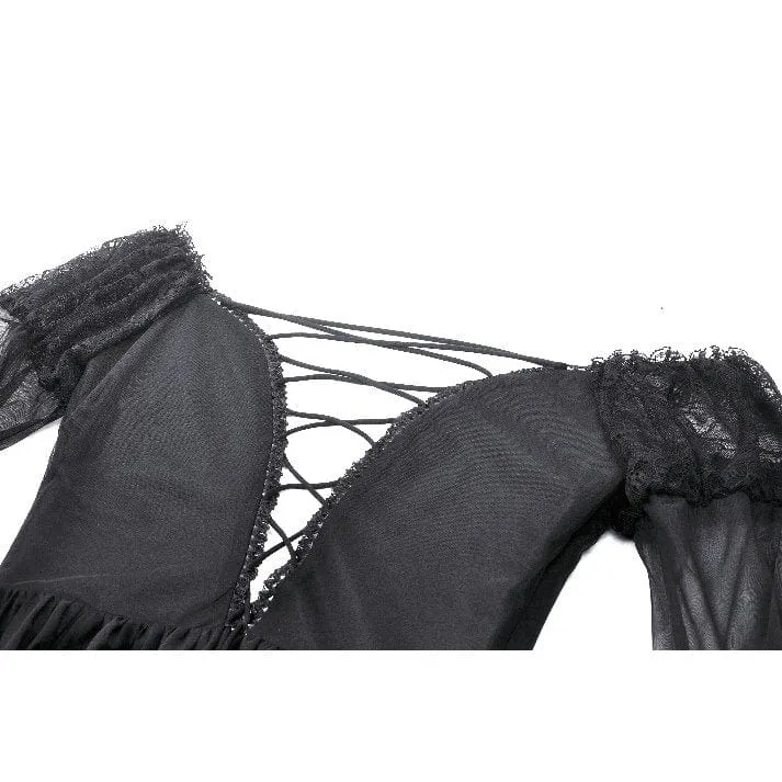 Gothic-Ballkleid für Damen mit schulterfreiem Spitzeneinsatz, ideal als Hochzeitskleid