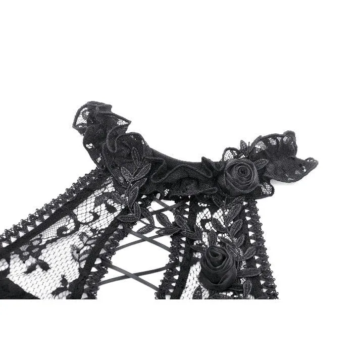 Gothic-Abendkleid aus Spitze mit schulterfreiem High/Low-Ausschnitt für Damen