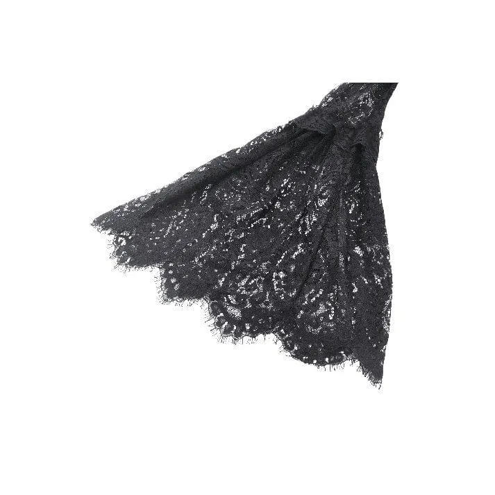 Gothic-Abendkleid aus Spitze mit schulterfreiem High/Low-Ausschnitt für Damen