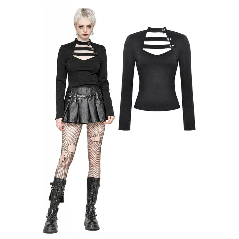 Punk Cutout Tiefer Ausschnitt Shirt für Damen