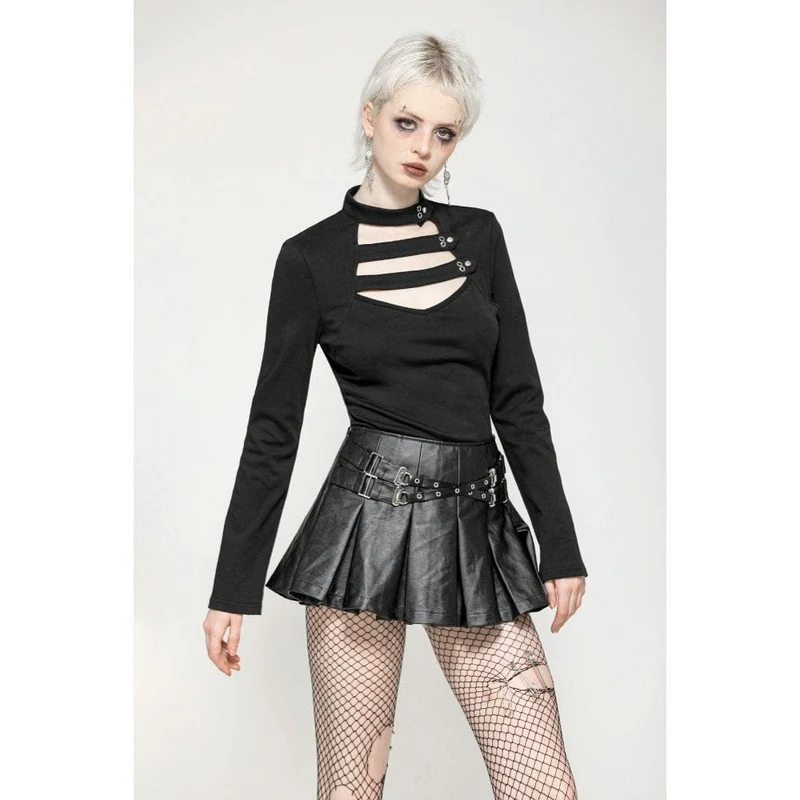 Punk Cutout Tiefer Ausschnitt Shirt für Damen