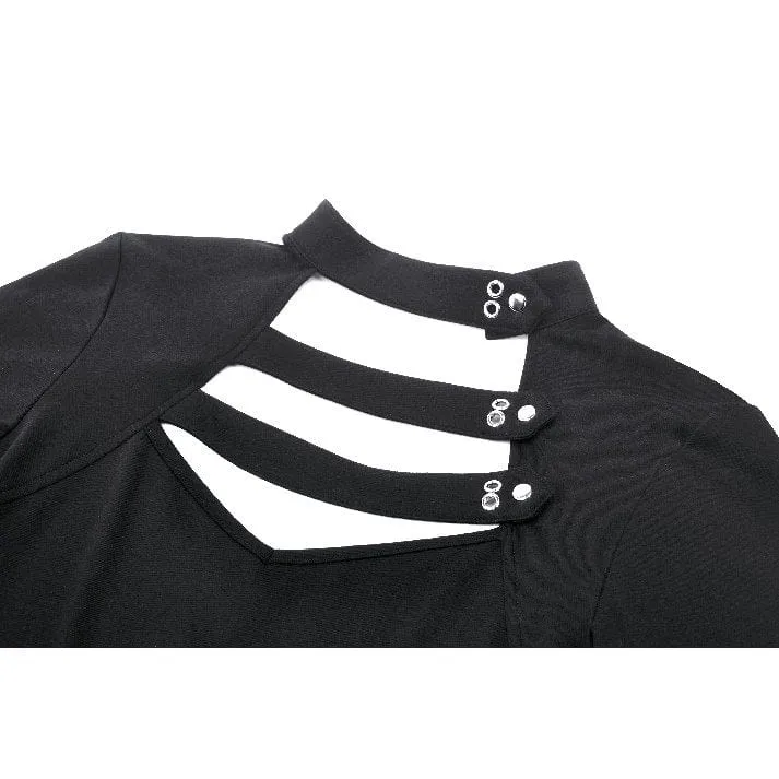 Punk Cutout Tiefer Ausschnitt Shirt für Damen