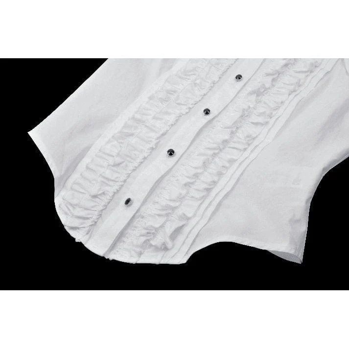 Gothic Rüschenhemd mit Fledermauskragen für Damen