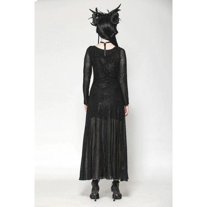 Gothic-Spinnennetz-Hexenkleid mit Schnürung für Damen