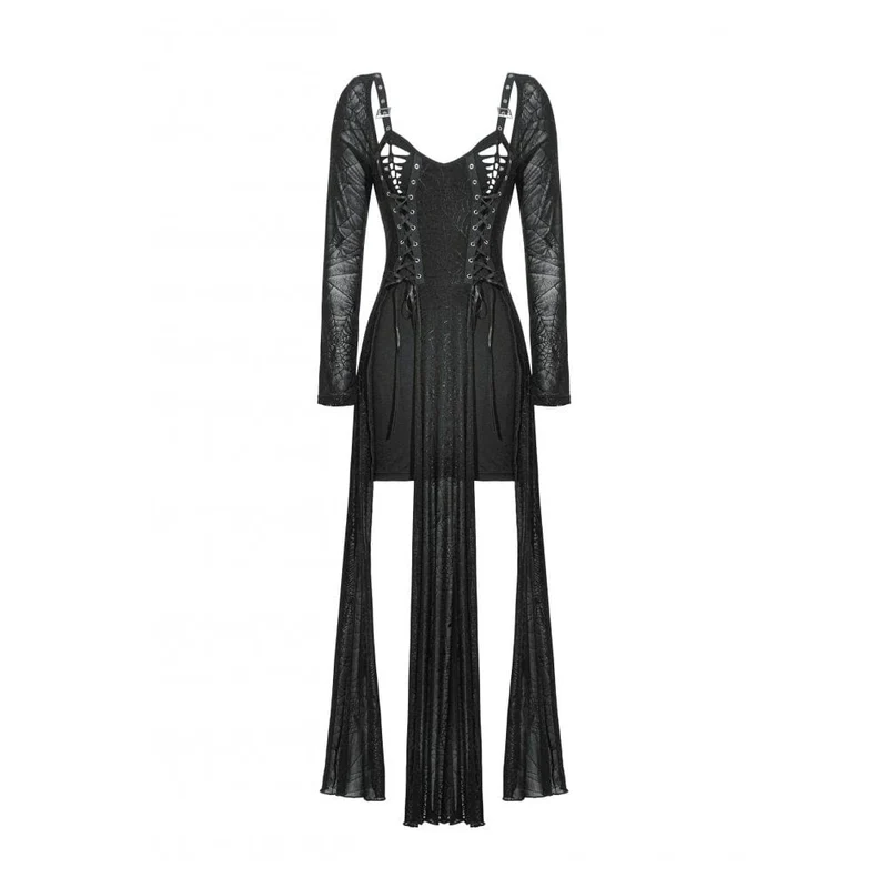 Gothic-Spinnennetz-Hexenkleid mit Schnürung für Damen