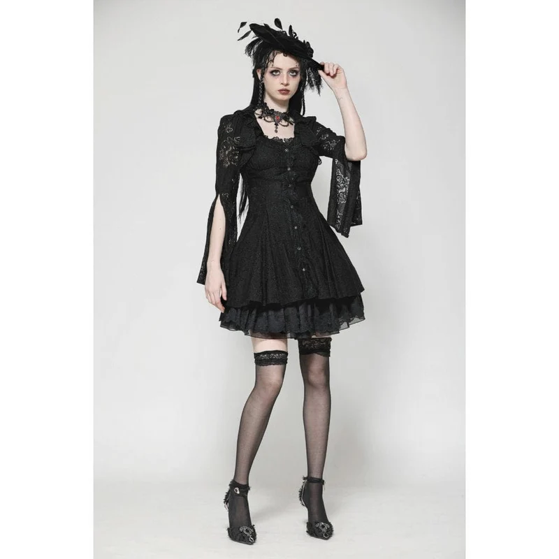 Gothic-Kleid für Damen mit ausgestellten Ärmeln und Schnürung, ideal für Flitterwochen oder Abschlussfeiern