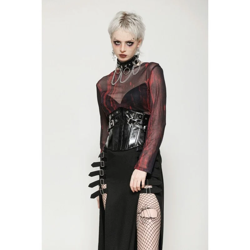 Unterbrustkorsett aus Lackleder mit Punk-Schnalle für Damen