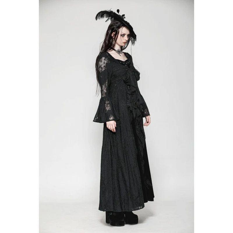 Gothic-lange Jacke mit ausgestellten Ärmeln und Schnürung aus Spitze für Damen