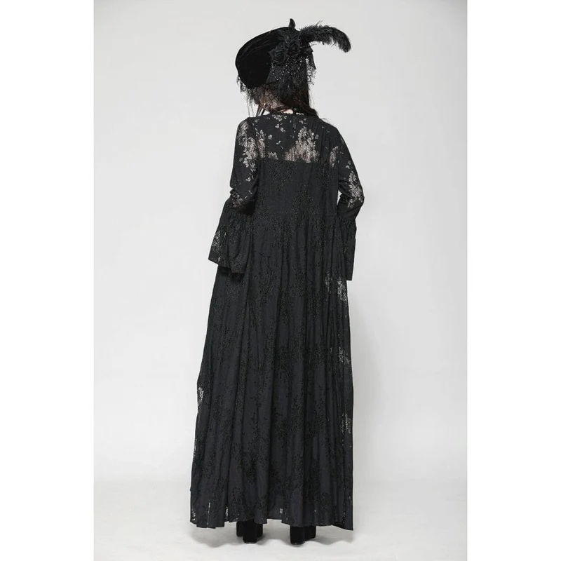 Gothic-lange Jacke mit ausgestellten Ärmeln und Schnürung aus Spitze für Damen