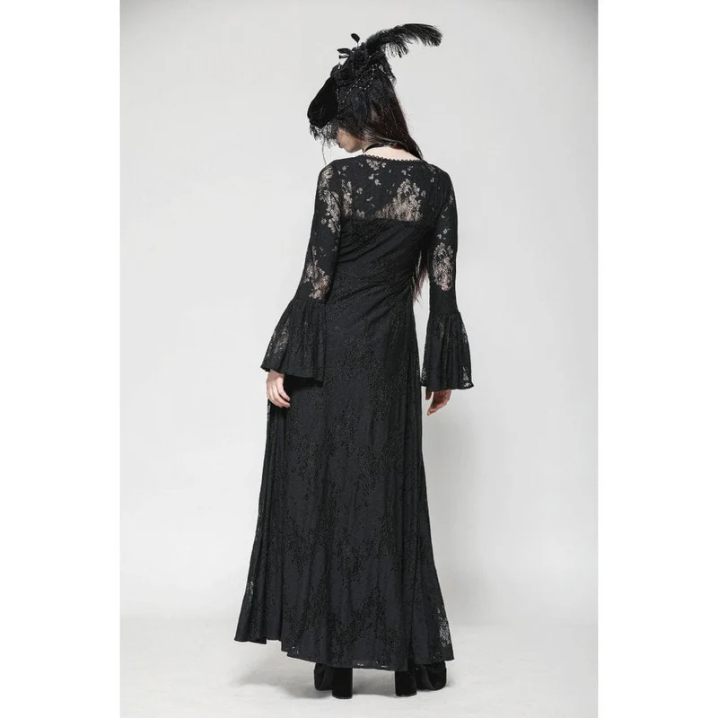 Gothic-lange Jacke mit ausgestellten Ärmeln und Schnürung aus Spitze für Damen