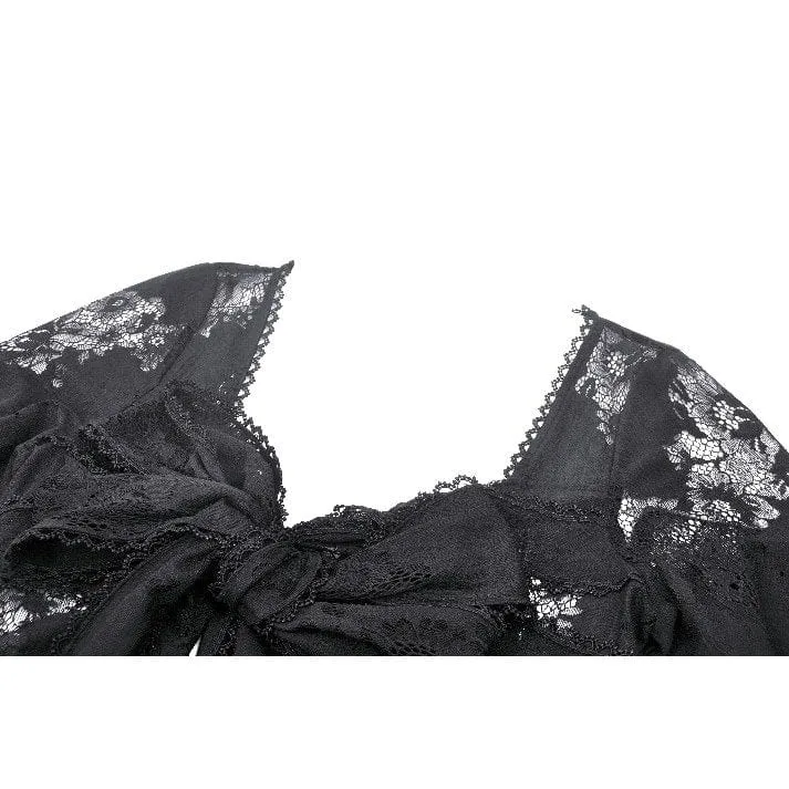Gothic-lange Jacke mit ausgestellten Ärmeln und Schnürung aus Spitze für Damen