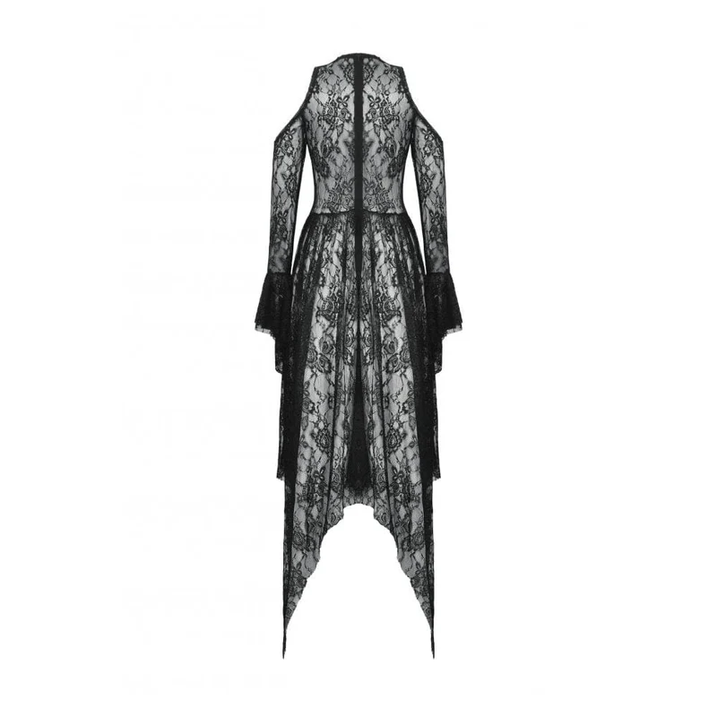 Gothic-Brautkleid für Damen mit schulterfreiem, unregelmäßigem Spitzenbesatz