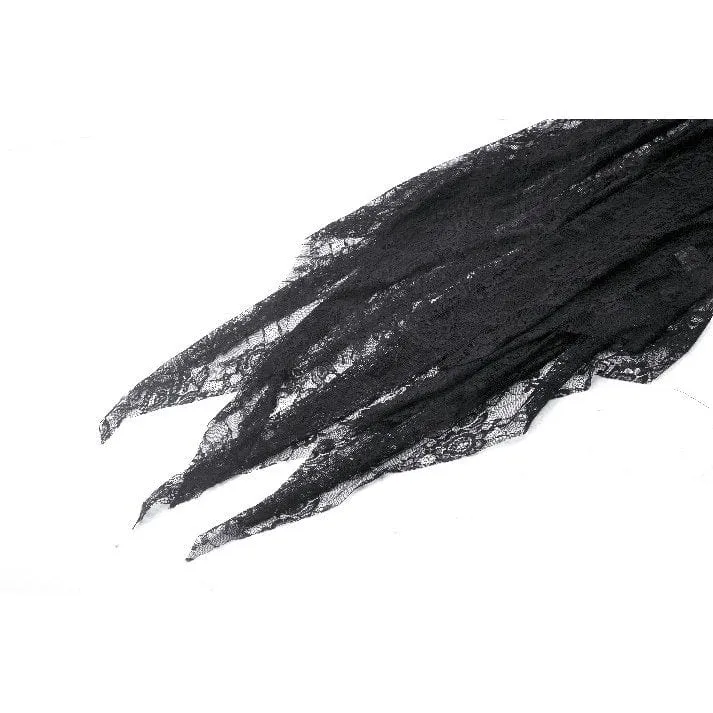 Gothic-Brautkleid für Damen mit schulterfreiem, unregelmäßigem Spitzenbesatz