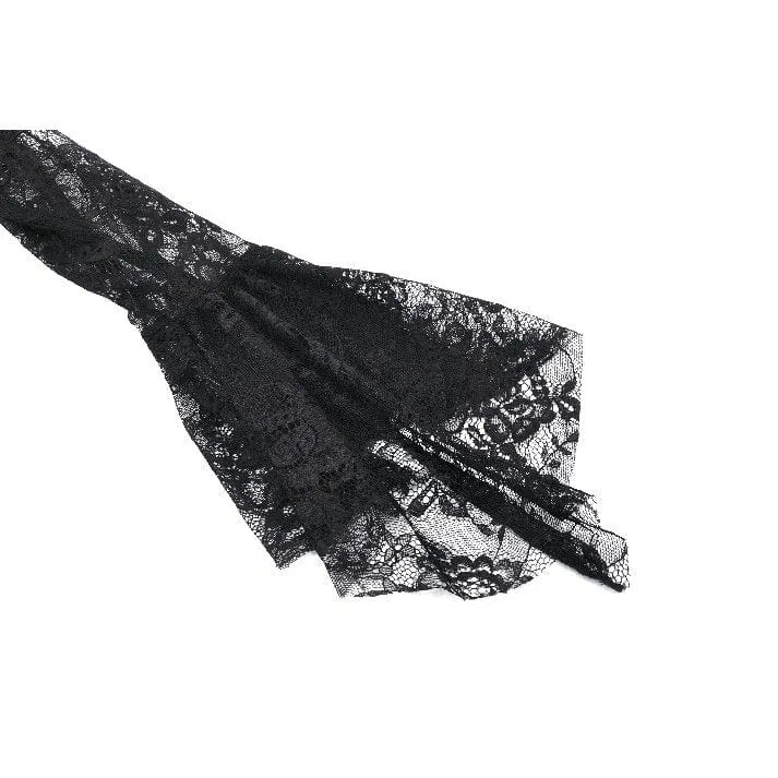 Gothic-Brautkleid für Damen mit schulterfreiem, unregelmäßigem Spitzenbesatz