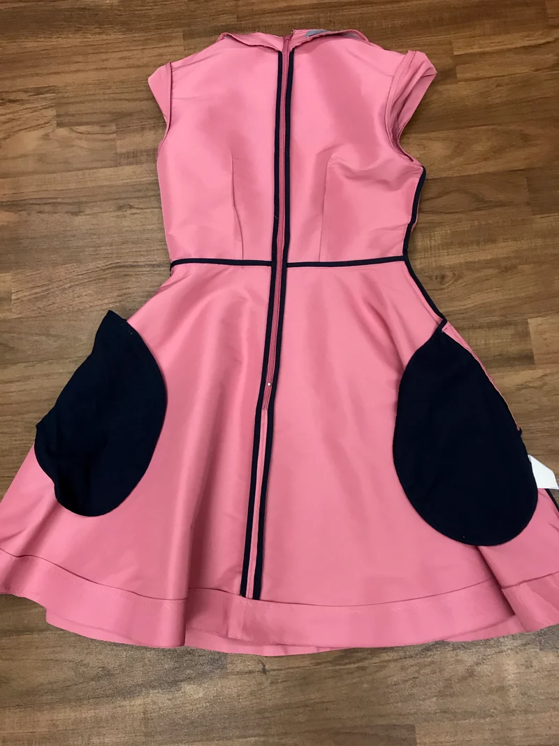 50er Jahre Kleid Outfit rosa mit Gürtel, Handschuhen & Haartuch Gr.34