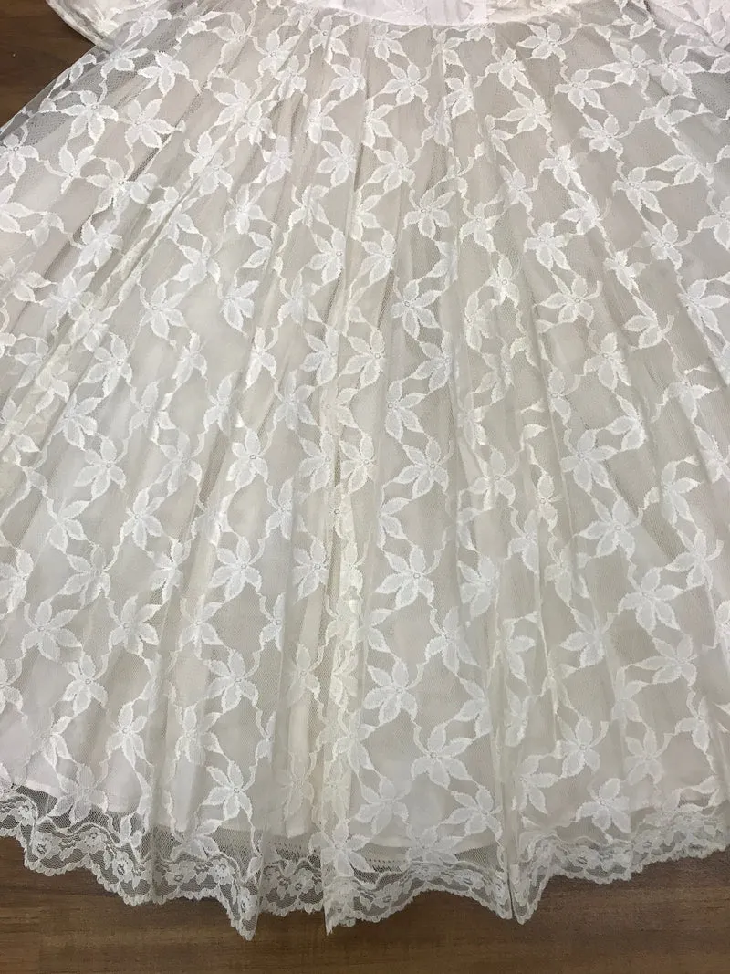 Original 50er Jahre Petticoat-Brautkleid aus Spitze – Gr. 34