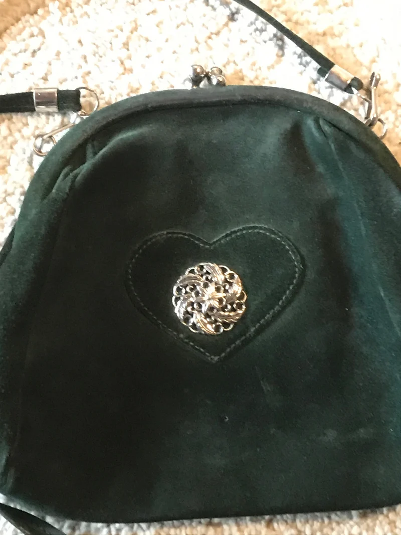 Vintage Trachtentasche dunkelgrün -Wildleder