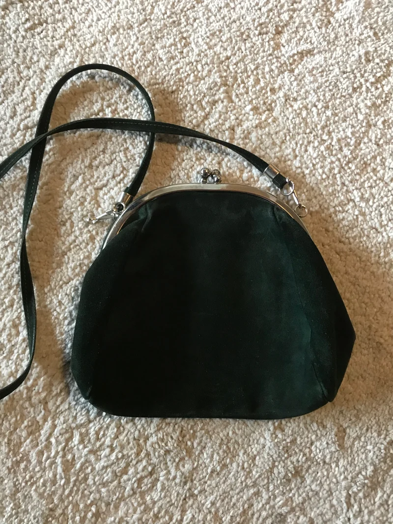 Vintage Trachtentasche dunkelgrün -Wildleder