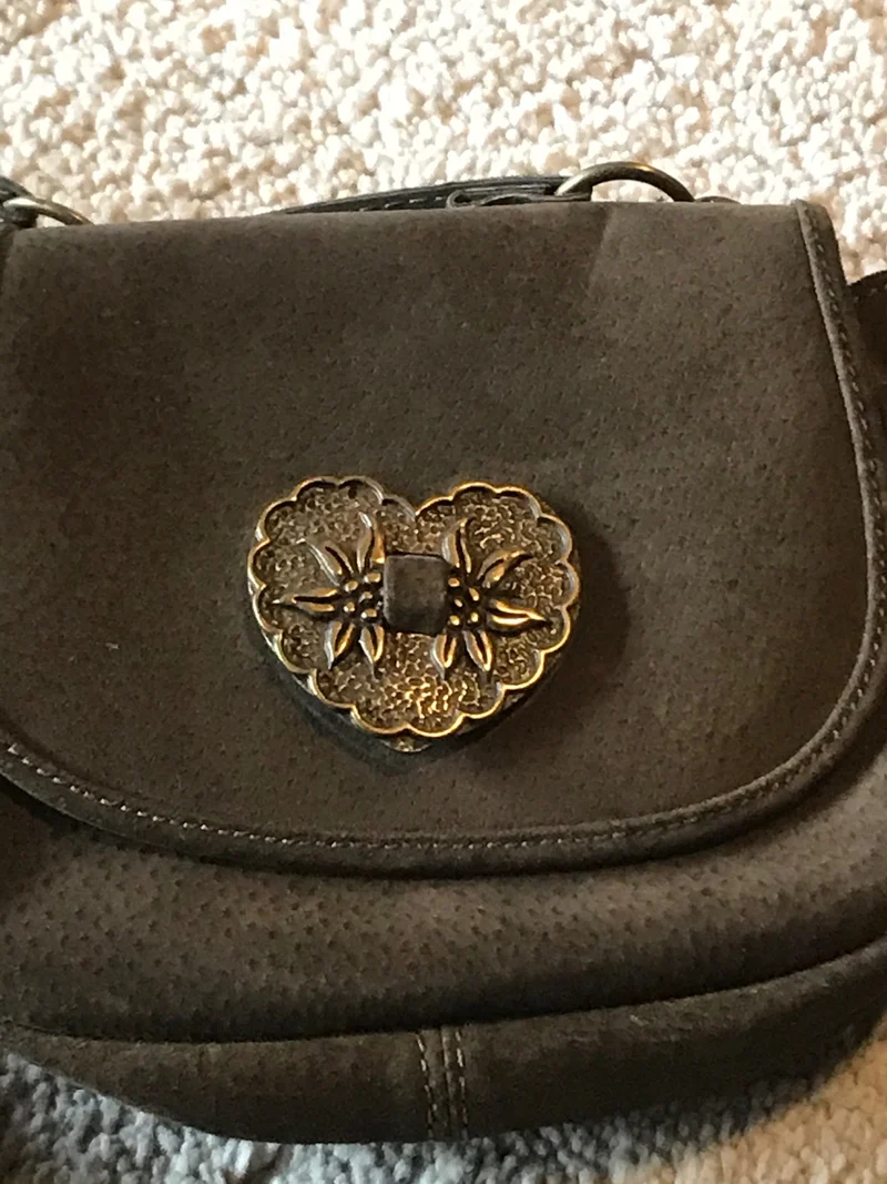 Vintage Trachten Handtasche braun - Wildleder