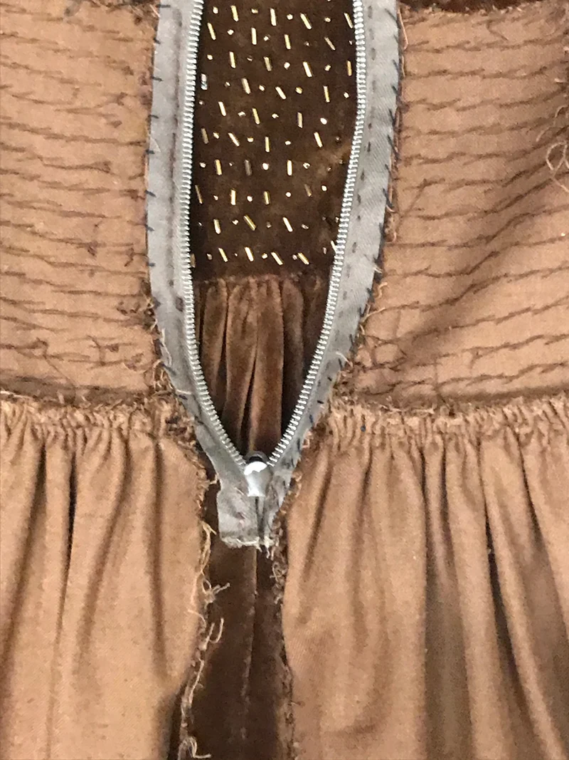 Vintage 50er Jahre Kleid Braun Samt Gr. 38