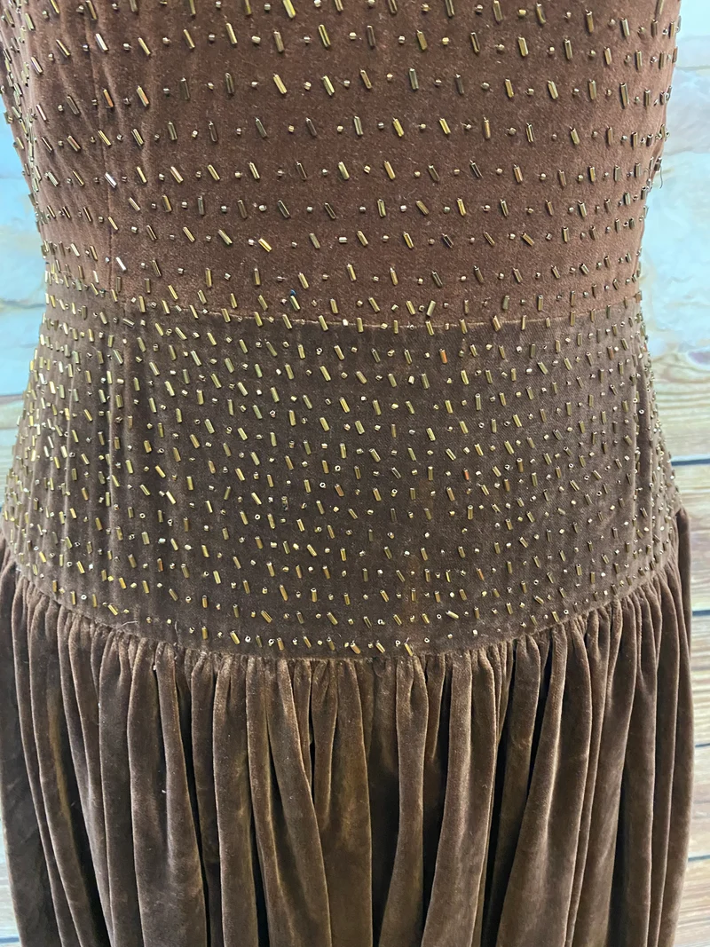 Vintage 50er Jahre Kleid Braun Samt Gr. 38