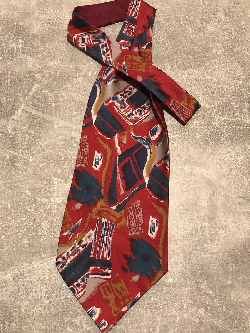 Vintage Ascot Krawatte Seide Rot Gemustert – Retro Schalkrawatte Herren