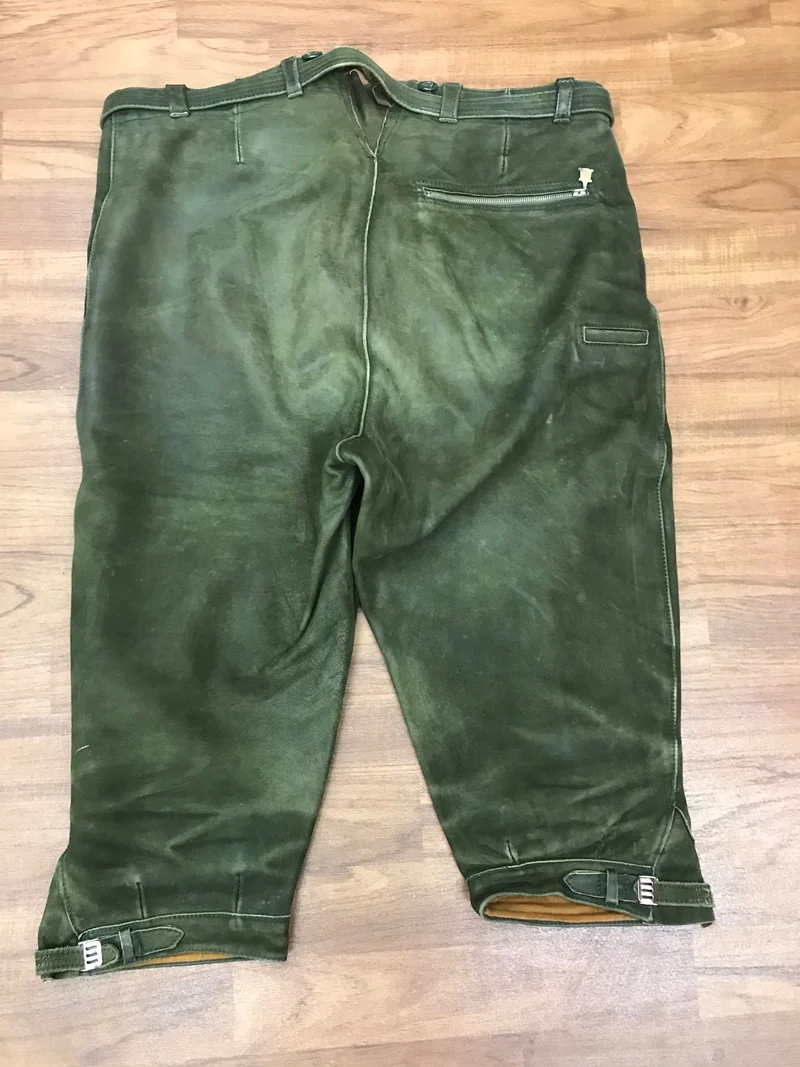 Trachtenlederhose - Kniebund – Herren | Bundweite 46 cm | Mit Messertasche | Vintage Made in Germany