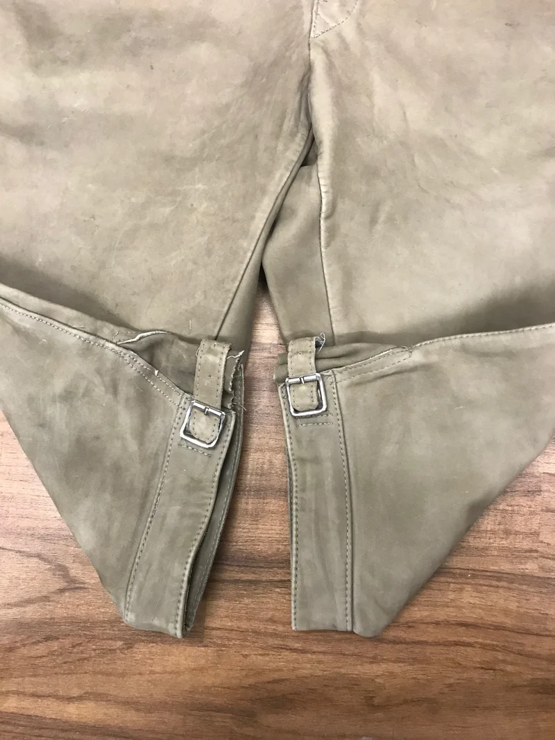 Vintage Lederhose Herren Kniebund Gr. 48 – beige Trachtenhose Echtleder