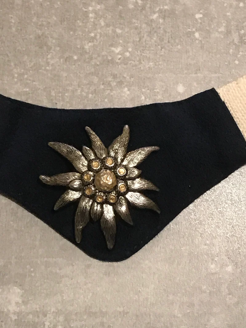 Traditionelles Trachten Kropfband mit Edelweiß-Emblem braun/beige