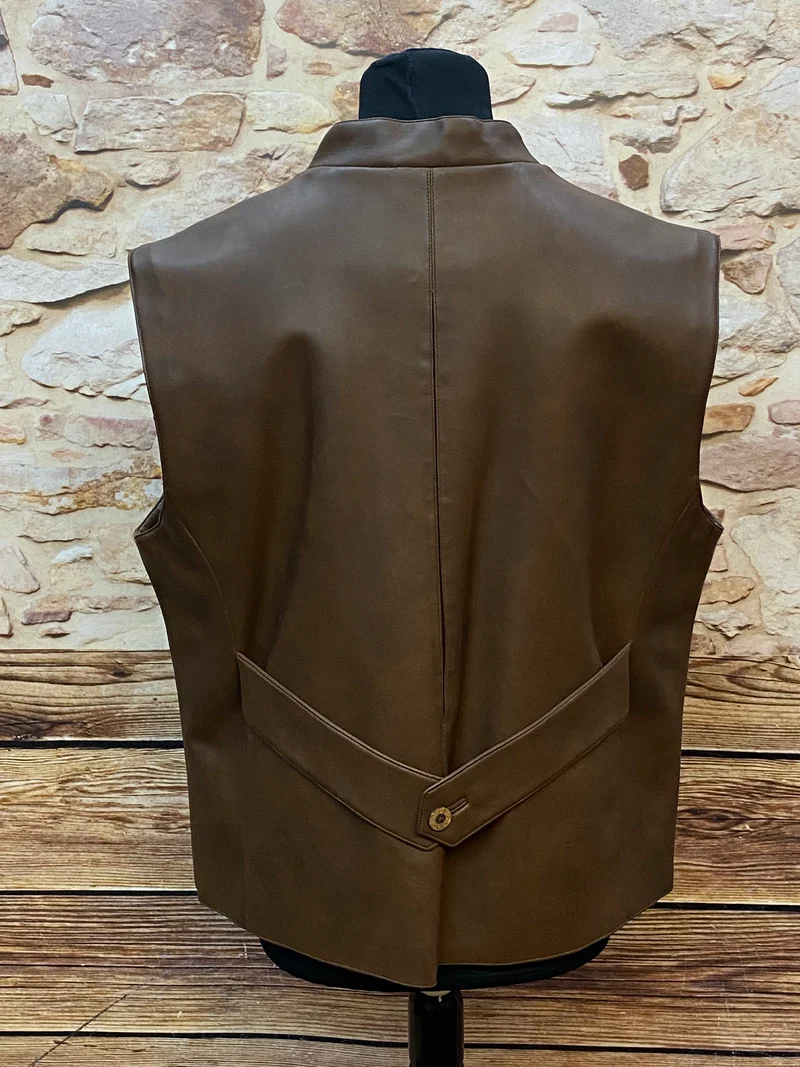 Trachtenweste braun Kunstleder Vintage mit Stickerei Motiv