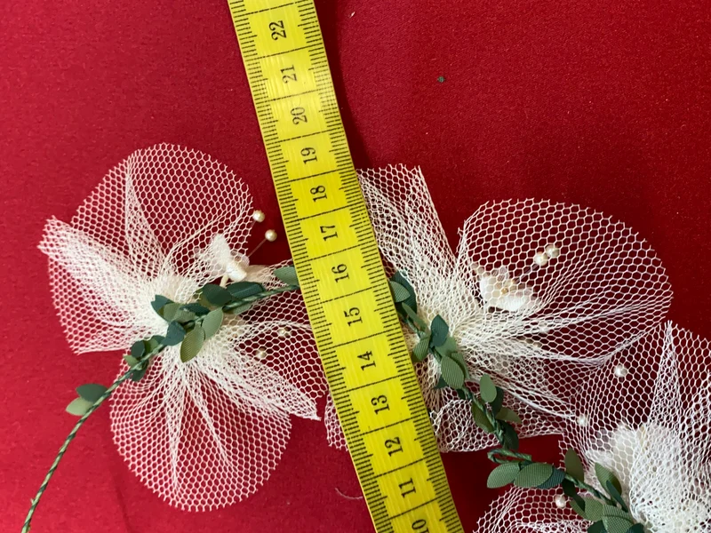 Kommunion Haarschmuck mit Tüll & Blüten – Haarreif weiß grün Mädchen