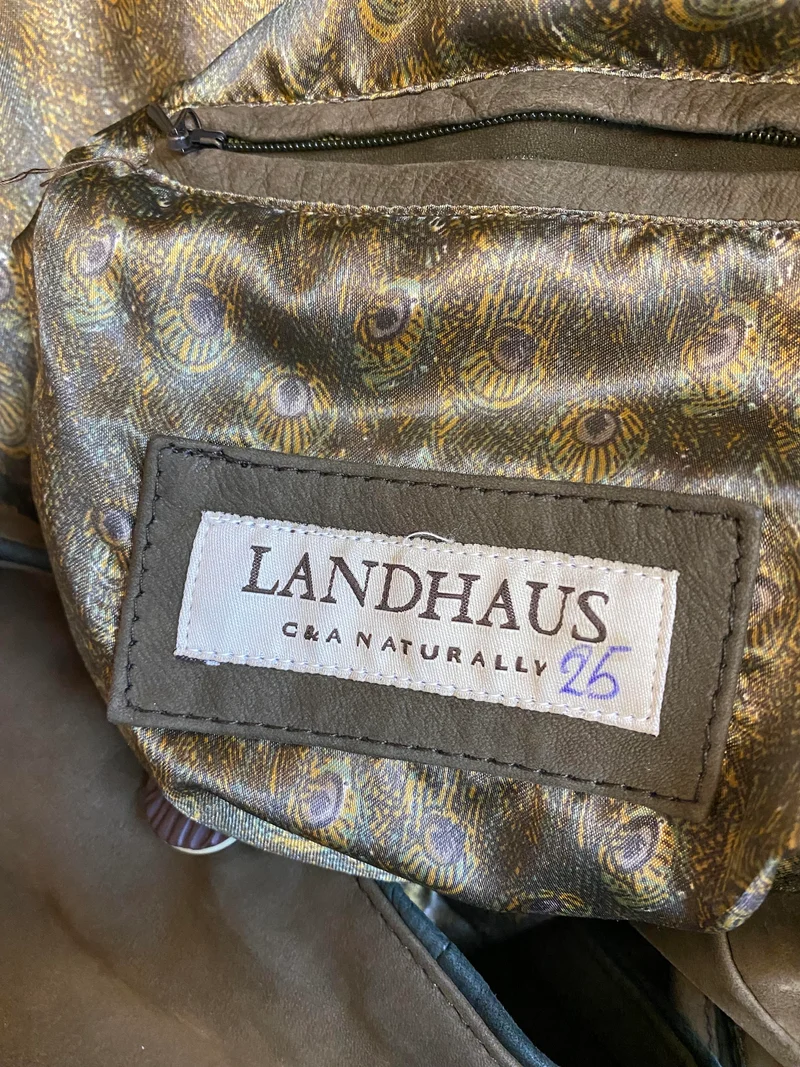 Vintage Trachten Lederjacke Herren Oliv Klassisch mit Stickerei – Größe 25
