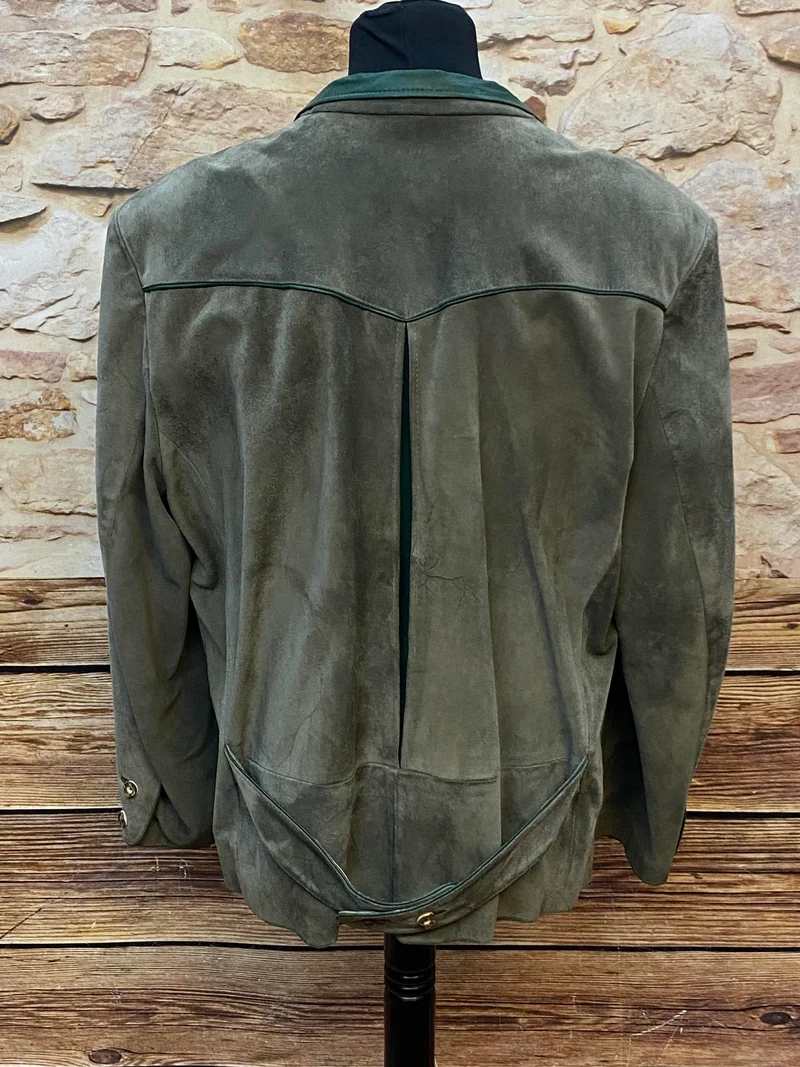 Vintage Trachten Lederjacke Herren Oliv Klassisch – SALE