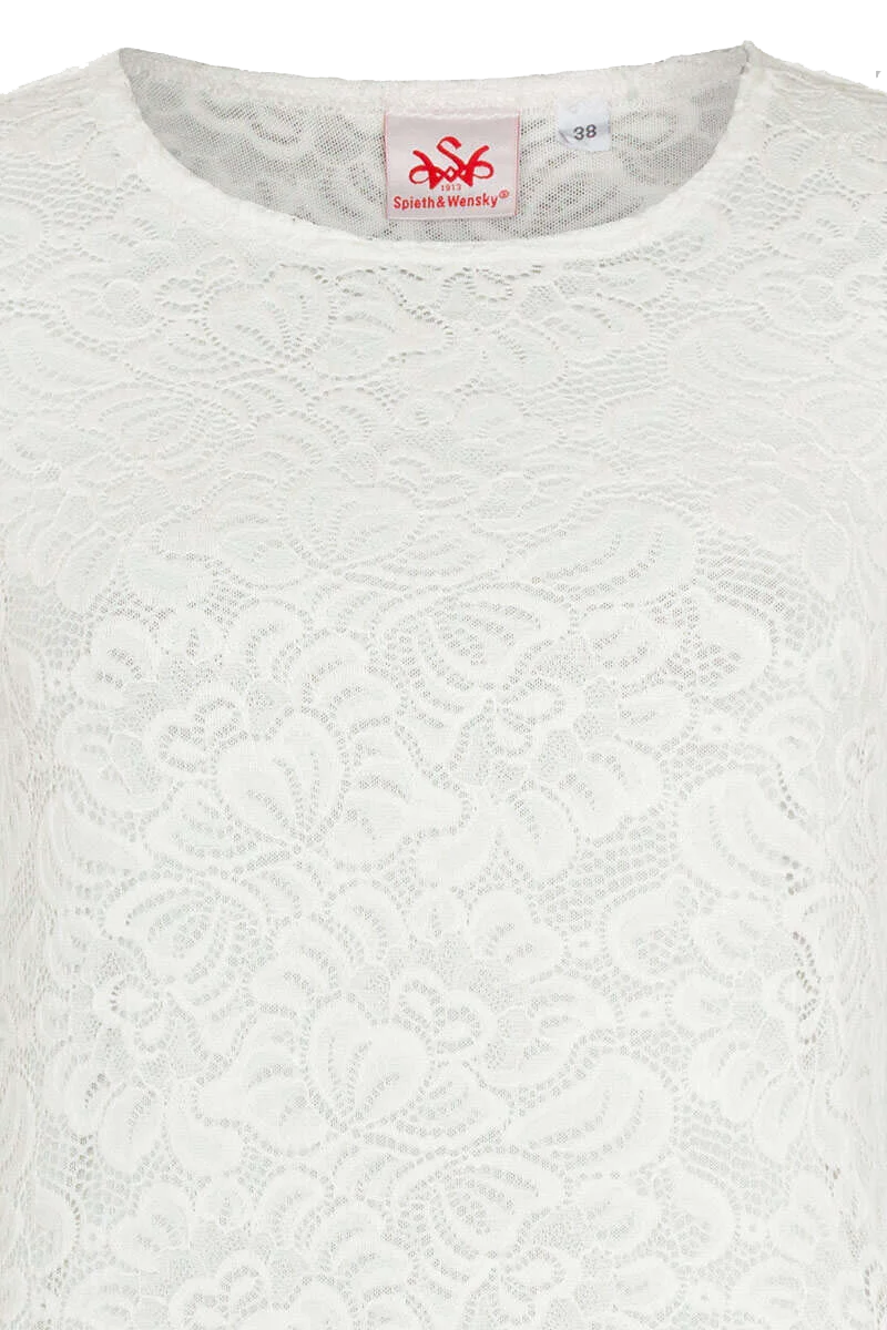 Trachtenshirt mit Spitze dreiviertelarm